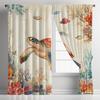 Ocean Turtle Coral Curtains Set of 2 Rod Pocket Semi Sheer for Living Room Bedroom Kids Room Decor