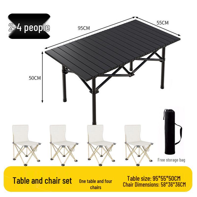 Outdoor Portable Folding Table & Chairs Set - Lightweight Roll-Up Table with Camping Seats