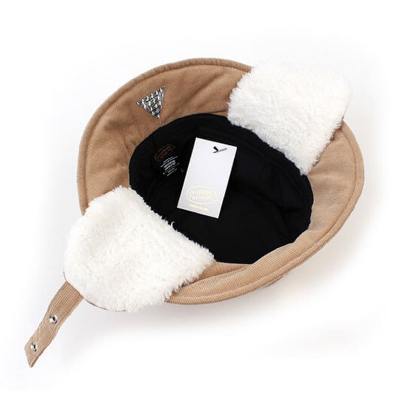 Universal Chemistry Beige Corduroy Earflap Bucket Hat