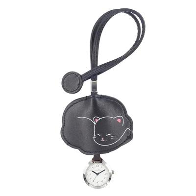 Pocket Watch Catmint Good Night Cat Hang Watch BK [Follow] E00524S-6 Women's