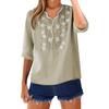 Women's Fashion Cotton Linen Casual Retro Loose Seven Sleeve Pullover T-Shirt Top