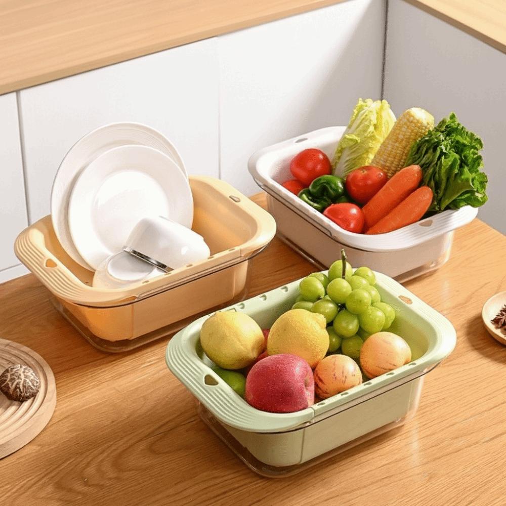 Retractable Fruits Cleaning Basket Large Capacity Vegetable Washing Basin  Vegetable Washing