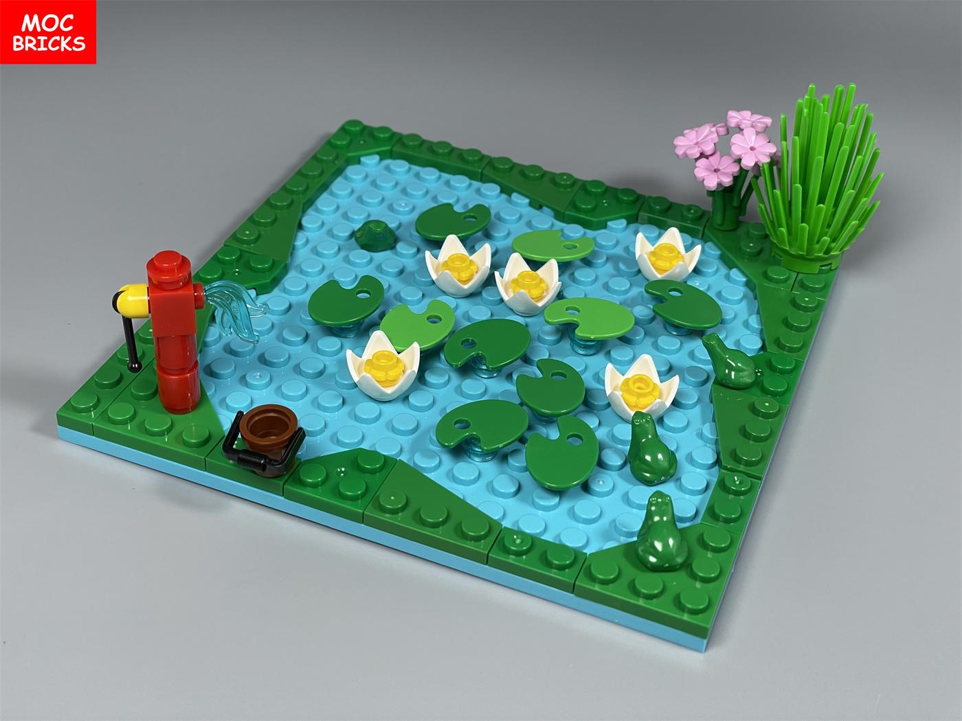 Yiran Toy Moc Bricks Lotus Pond Animals Duck Swan River Lake Farm Village Scene View Attachments Do-It-Yourself Constructing Blocks Toys Children Presents