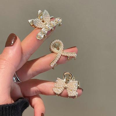 Mini Pearl Diamantový pazúr do vlasov Ženy Dievčatá Retro kamienkový kvet Krabí pazúr Spona do vlasov Malé sponky do vlasov Vlasové doplnky Krabie dievča