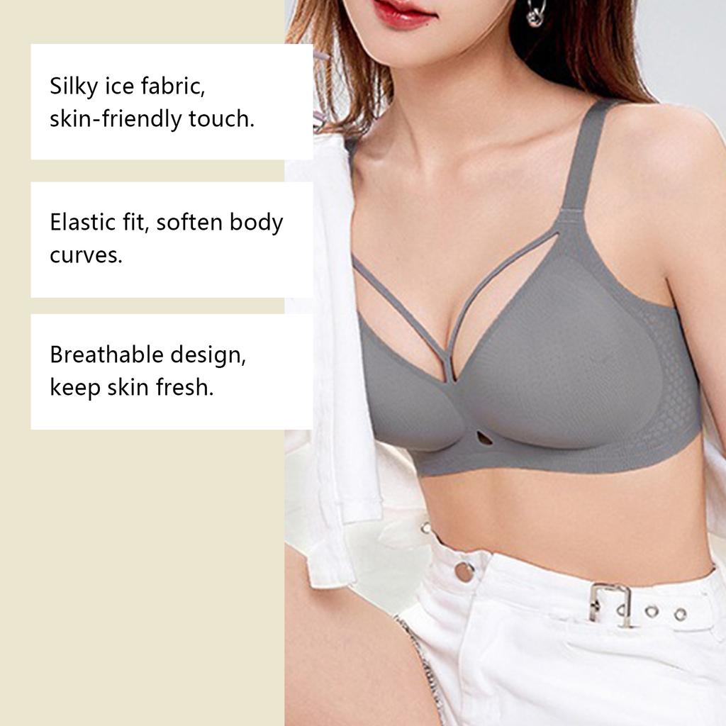 Zeriluna Ice silk French-style bra Sexy Parisian-style design, cool and skin-friendly for summer, with a light and breathable push-up effect