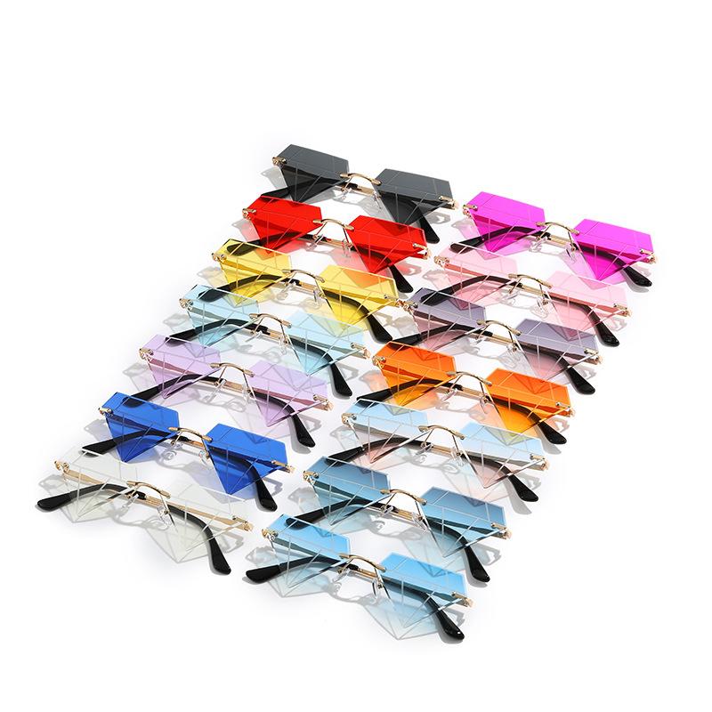 Frameless sunglasses, European and American personalized street show diamond glasses, hip-hop sunglasses