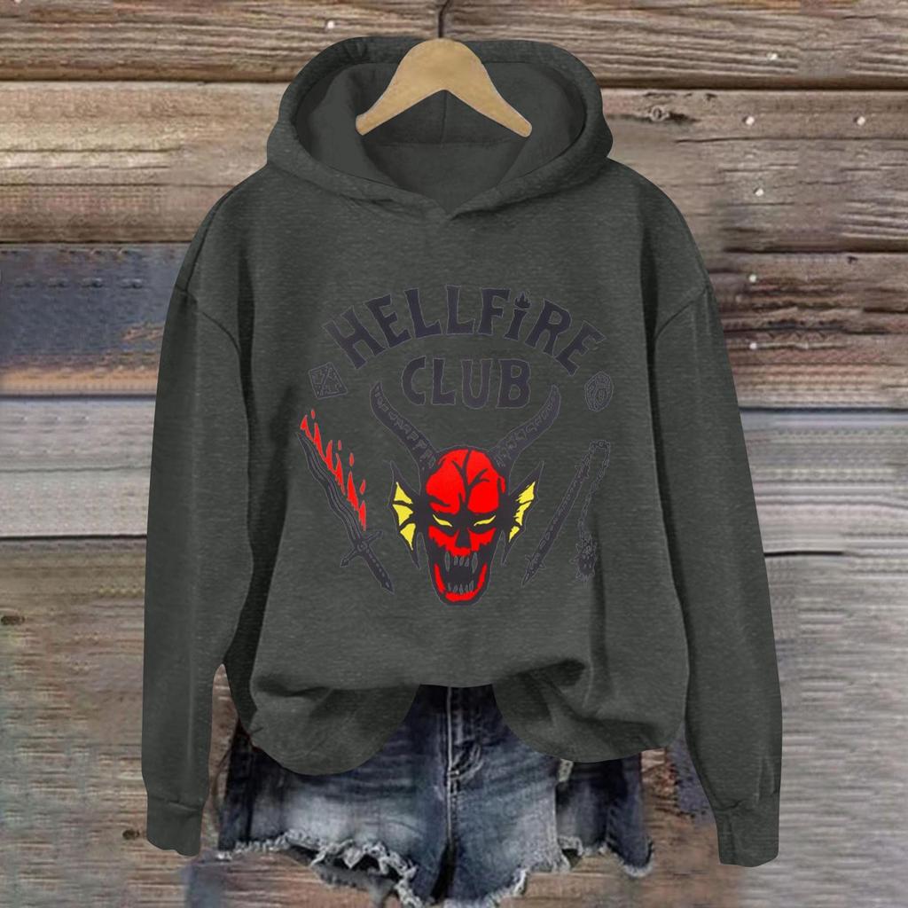 Women's Fashionable Casual Long-Sleeved Printed Hooded Sweatshirt