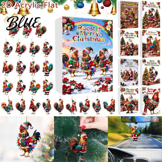 Children Christmas Calendar Windows Holiday Box Multifunctional 24-Day Countdown Chicken Advent with Easy-Open Decoration Family