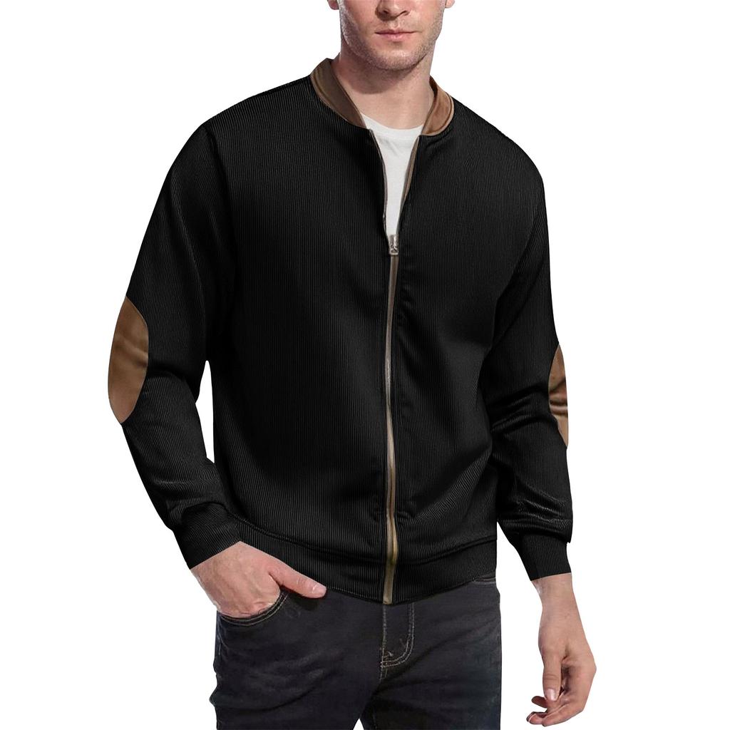 Men's Solid Color Corduroy Zipper Jacket Men's Sports Large Size Casual Jacket