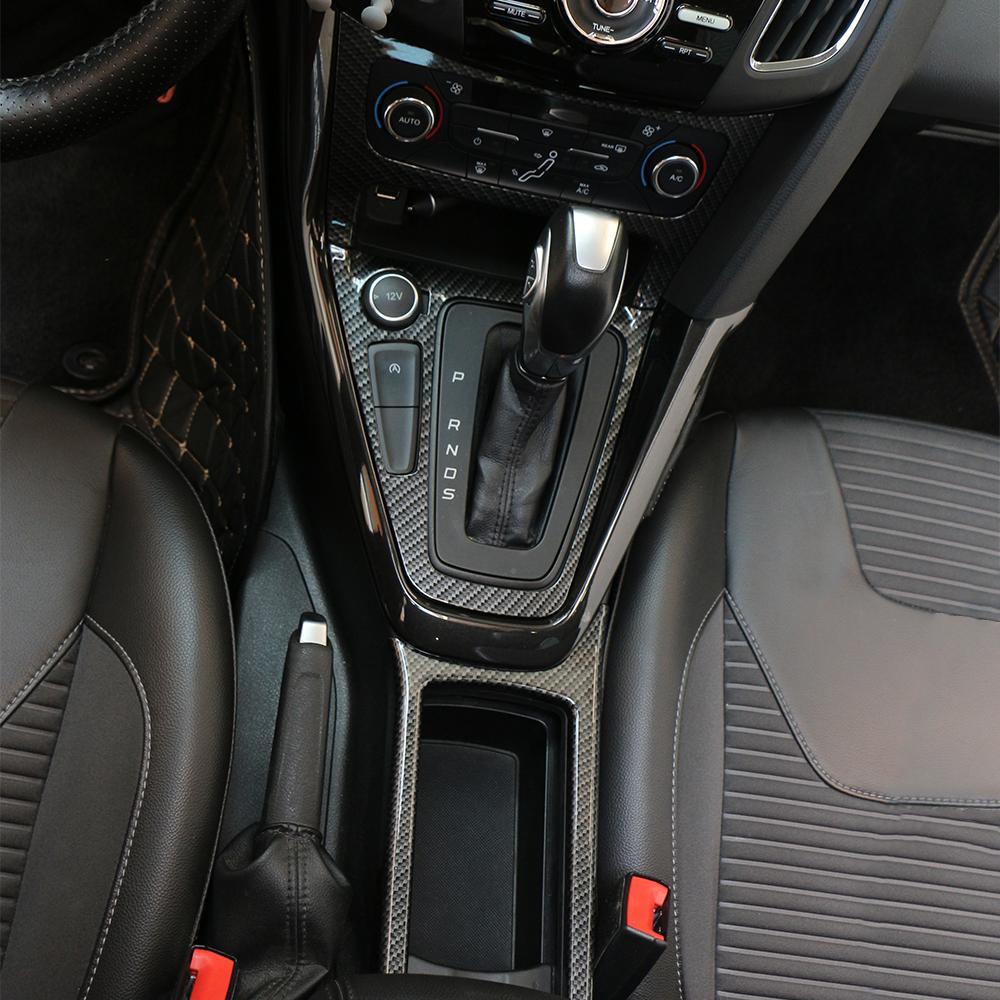 For Ford Focus 3 MK3 2015 - 2018 LHD Center Console Stickers Gear Shift Panel Cover Water Cup Holder Interior Sticker Trim