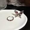 Korean Drop Glaze Ring for Women Shining Butterfly Open Rings Vintage Geometric Y2K Trend Fashion Finger Jewelry