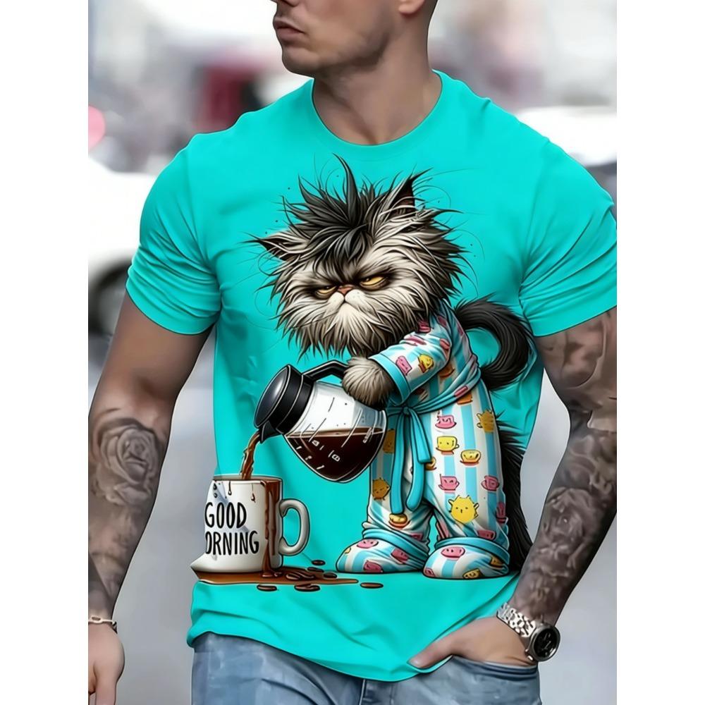 Summer Interesting Animal 3D Printed Men's T-shirt Loose Breathable Large Size Short Sleeved T-shirt