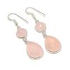 Natural Rose Quartz Gemstone 925 Sterling Silver Jewelry Earring 2.05" AE-12285