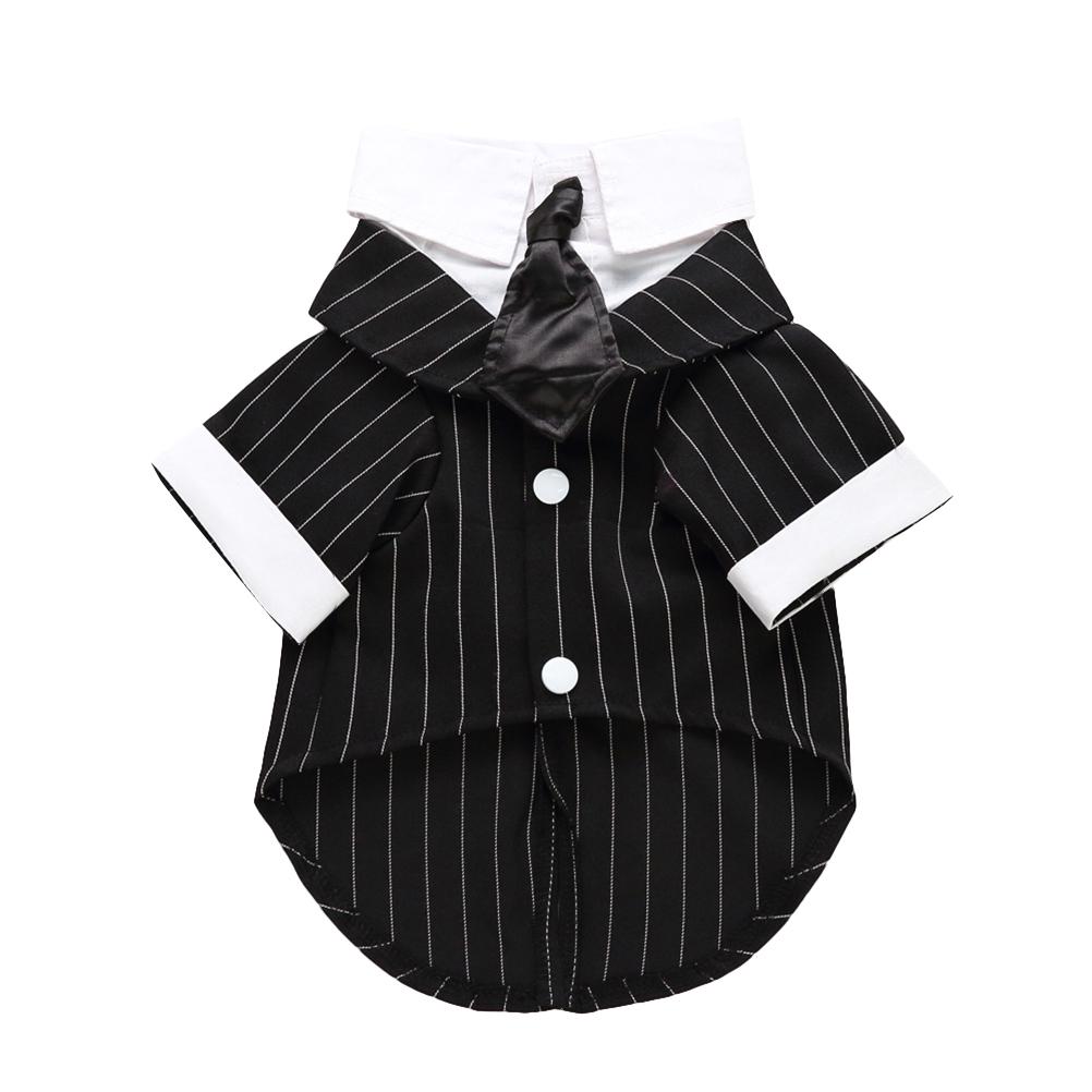 

Pet Dog Formal Suit Costume Puppy Clothing Bow Tie Stripe Size S Small Dogs Warm Stylish Outfit For Weddings Parties XL