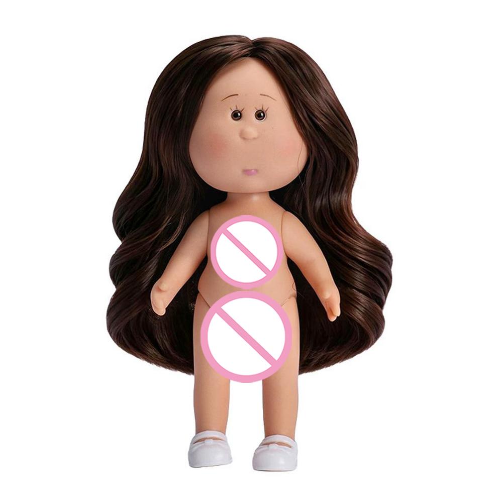 Girls Toy Curly Hair 14cm Bean Eye Vinyl Doll Dress Up Dark Skin Mia Potato Dolls Movable 14cm Action Figure Body Children Gift