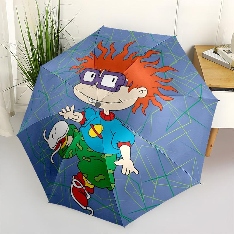 1pc Rugrats Automatic Folding Umbrella, Portable Collapsible Design, 8-Rib Iron Frame, , All-Season Casual Outdoor Accessory Yy0901137