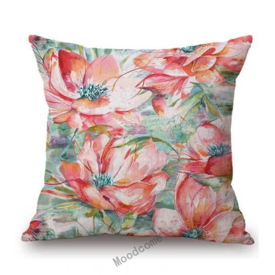 Spring Flower Oil Painting Poppy Sleeping Lily Hydrangeas Peony Home Decoration Art Sofa Throw Pillow Case Linen Cushion Cover