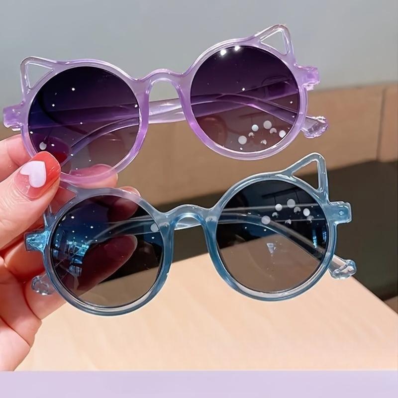 2pcs Colorful Durable  Cute Cat Ear Glasses  Playful Cartoon Design Festive Accessory