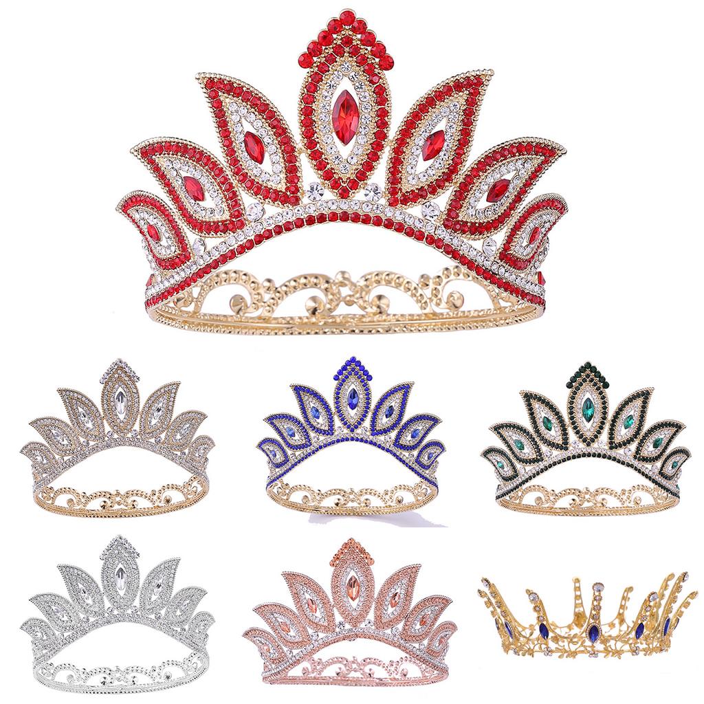 Halloween Party Fairytale Kingdom Happy Wedding Retro Color Crystal Rhinestone Tiaras Coronas Bride Wedding Crown for Bride