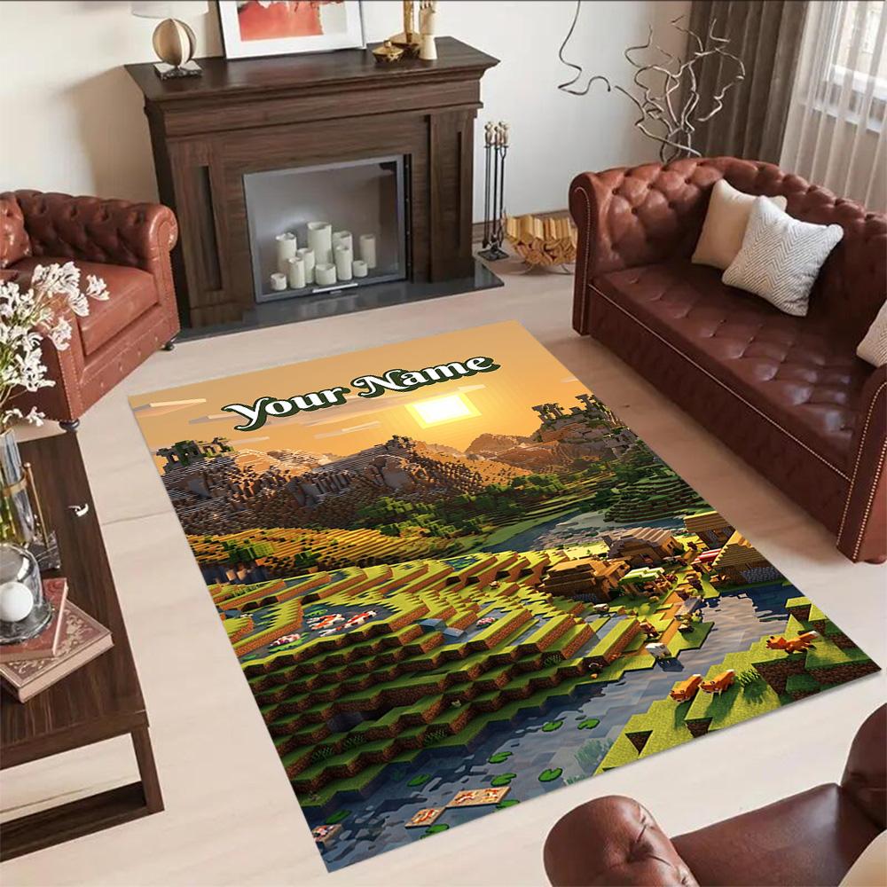 Minecraft Customize Your Name Carpet Perfect For Dormitory Playrooms Dining Room Game Room Antislip Rug Anime Office Decor Perfect Gift For Womenmen
