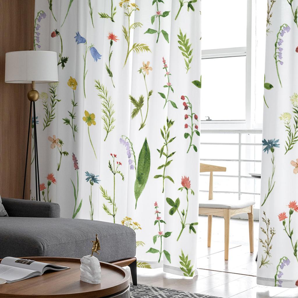Watercolor Painting Flowers Leaves Tulle Curtains For Living Room Sheer Curtain Bedroom Voile Decorative Window Treatments