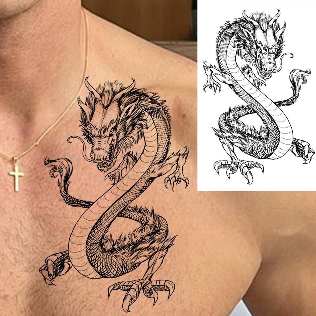 1 Sheet Realistic Fake Dragon Temporary Tattoos For Women Men Adults Arm Sleeve Waterproof Body Art Tattoo Sticker Disposable