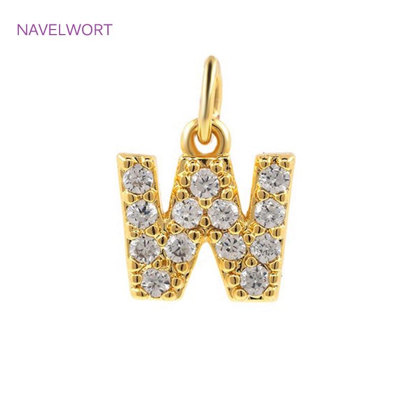 Luxury 18K Gold Plated Brass Inlaid Zircon 26 Letters Pendant Charms For Necklace Earring jewelry Making DIY Jewelry Accessories