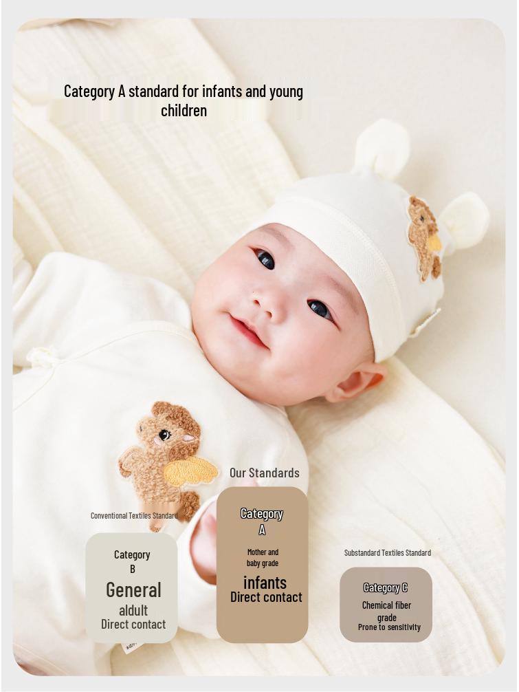 Pure Cotton Newborn Pullover Cap - Single Layer, Spring & Autumn