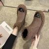 2025 Autumn and Winter Korean Version Versatile Casual Fashion New Women's Shoes Snow Boots Thick-soled Student Flat-bottomed Fluffy Short Boots