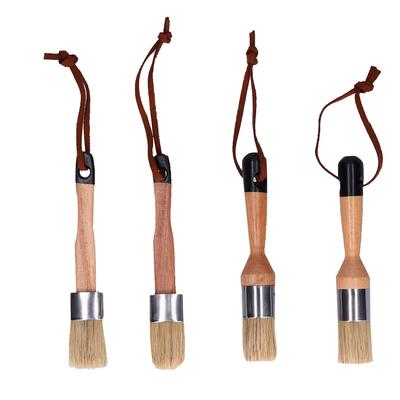 4 ks Malířské štětce s kulatou hlavou a dřevěnou rukojetí Malířský a voskovací nástroj pro nábytek Domov
