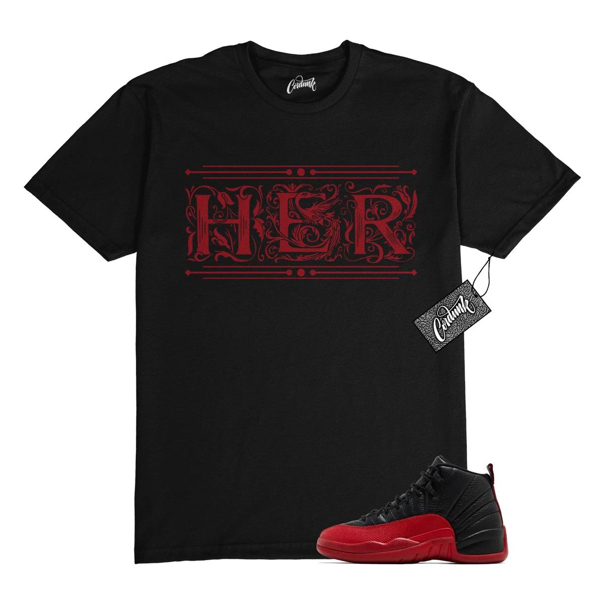 

12 Футболка Flu Game 2025 Черная с Красным Varsity Совпадает с HER 4XL