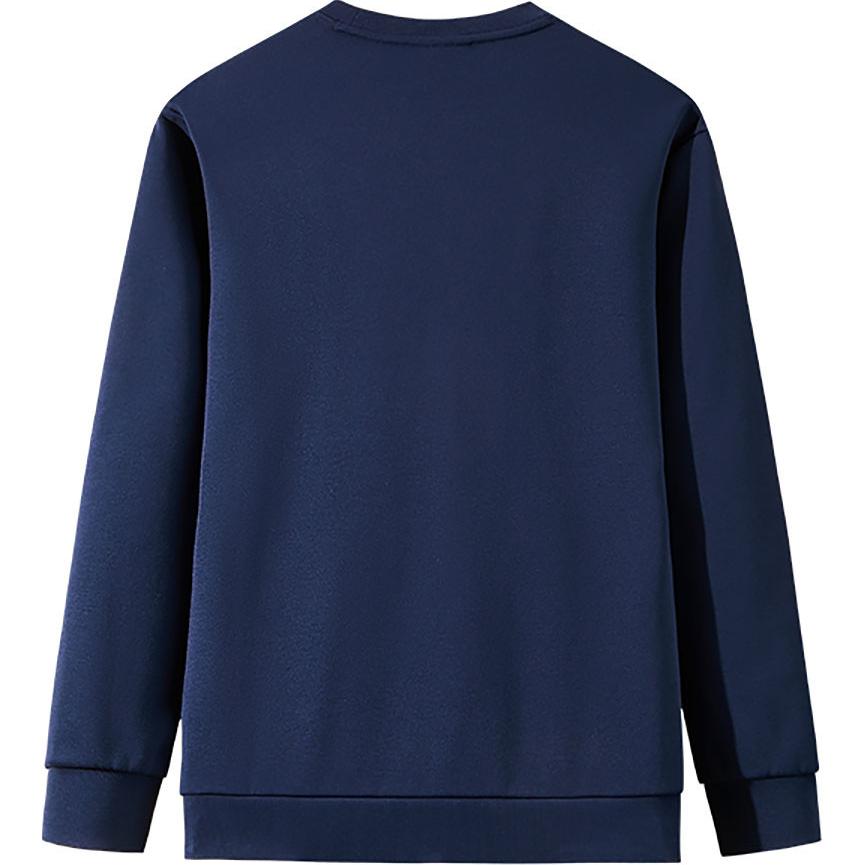 Anta Solid Color Round Neck Comfortable Breathable Versatile Casual Fleece Thickened Sweatshirt Men sweatshirt Deep-Night-Blue 152447729N-2