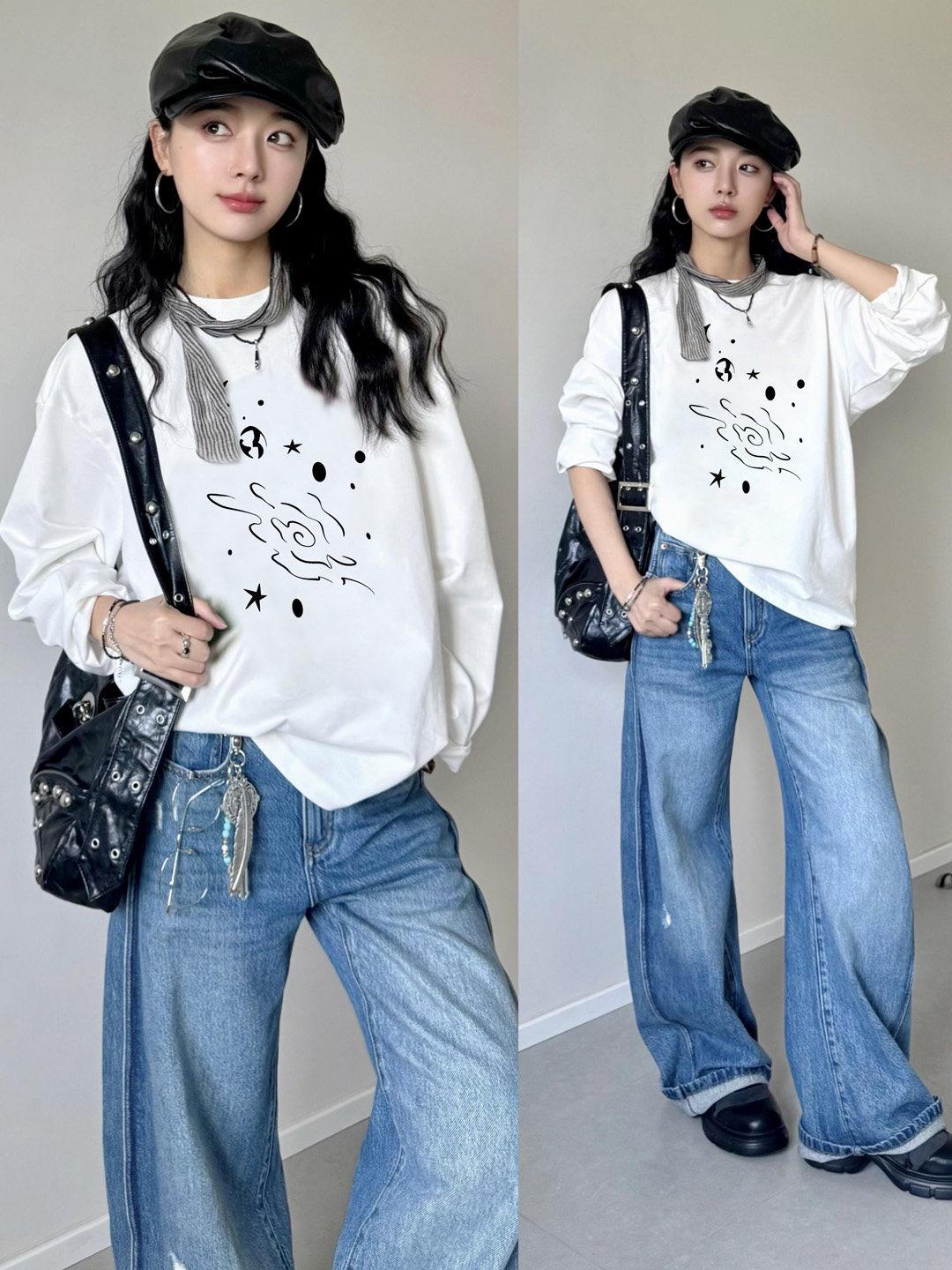 

Plus-Size Women’s Black Cotton Long-Sleeve T-Shirt - Early Autumn Chic 4XL (175-200 Jin)