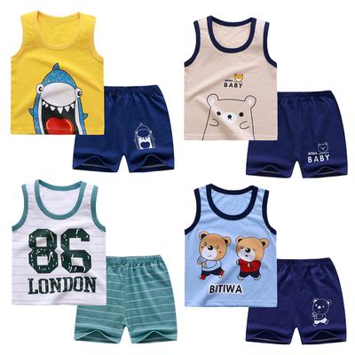 2Pcs/Set Baby Boys Kids Cute Vest T Shirt + Pants Cartoon Clothes Suit