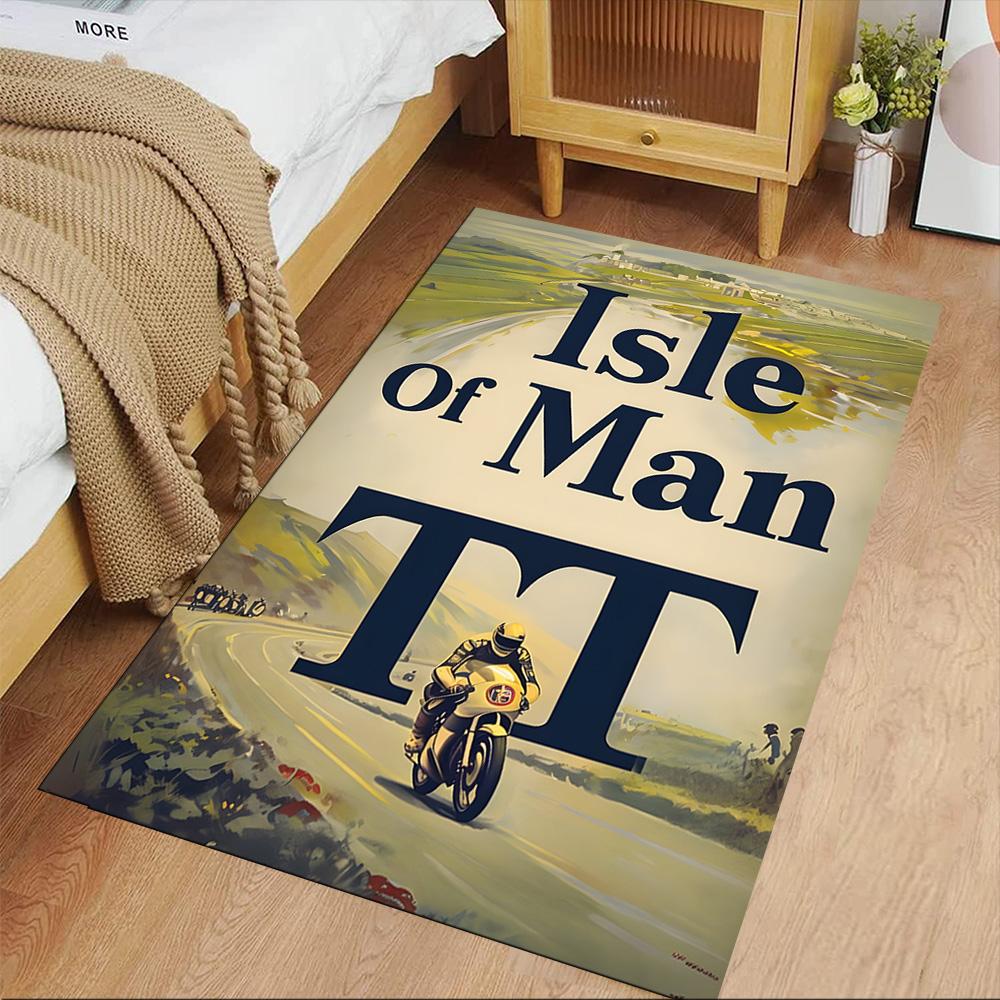 Isle Man Tt Floor Rug Office Rug Design for Outdoor Living Rooms Entryway Foyer Anti-slip Rug Anime Office Decor Perfect Birthday/Christmas Gift Idea
