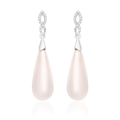 Pearl Teardrop Dangle Women Wedding Earrings - 925 Sterling Silver