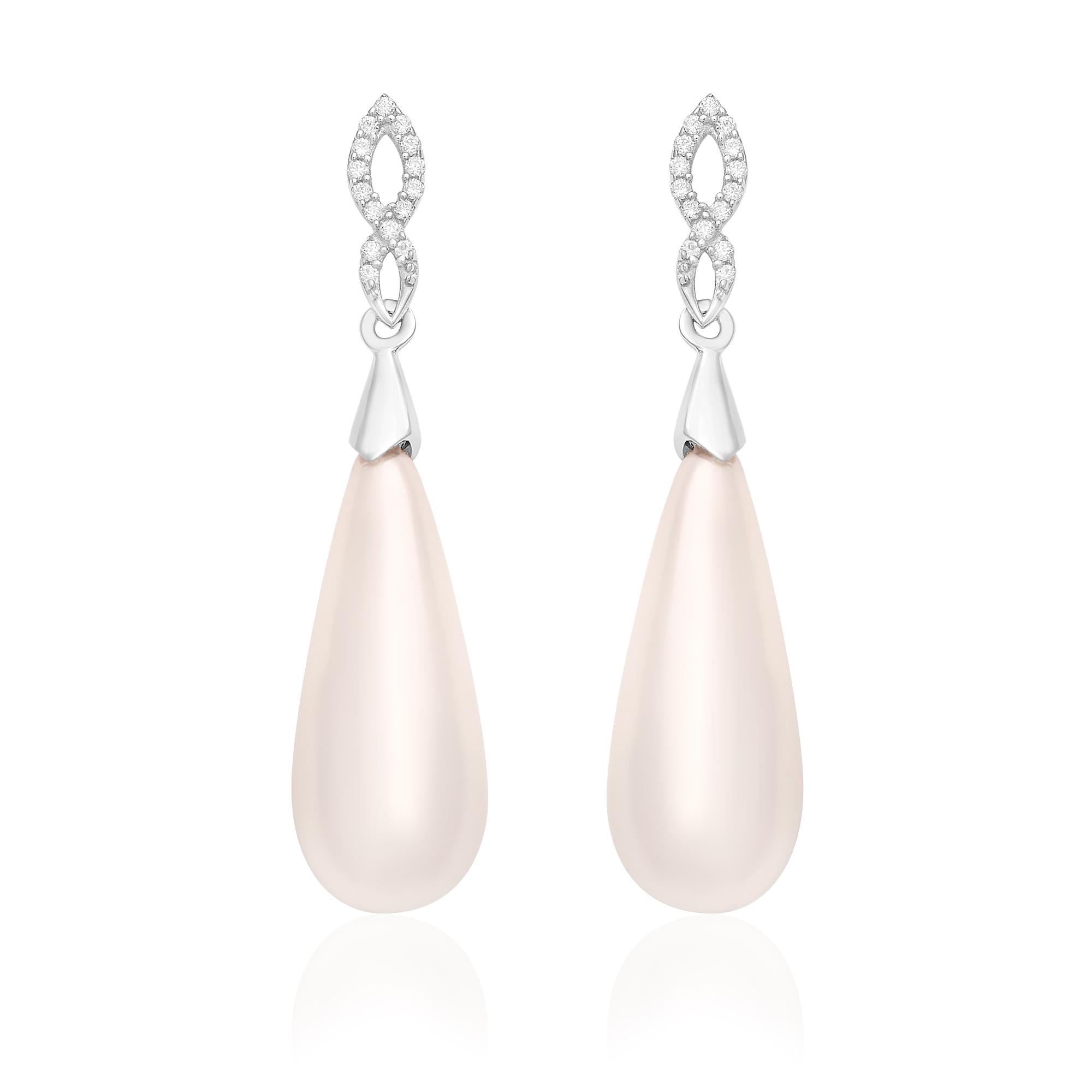 Серьги-подвески с жемчугом в форме слезы для женщин, свадебные - стерлинговое серебро 925 пробы