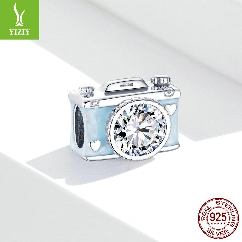 Camera S925 Sterling Silver Beads, Record Life Diamond-Set Diy Beads Bsc264