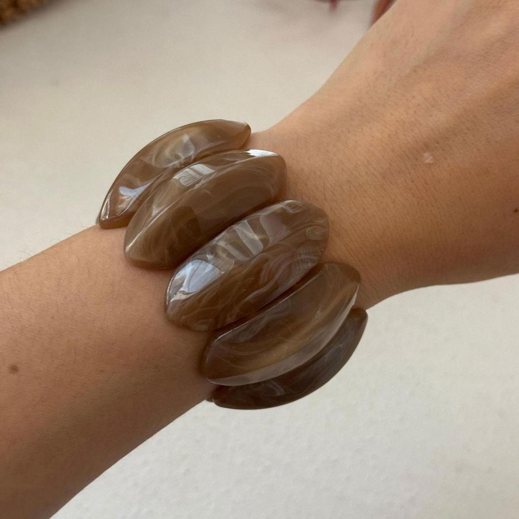 Punk Brown Coffee Resin Acrylic Bangles Hip Hop Irregular Kpop Geometric Wide Bangles For Women Bracelet Pulseras Jewelry