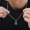 Trendy Pendant Necklaces for Men Boys,Square Natural Stone Stainless Steel Necklaces,Hip Hop Cool Healing Jewelry Gifts