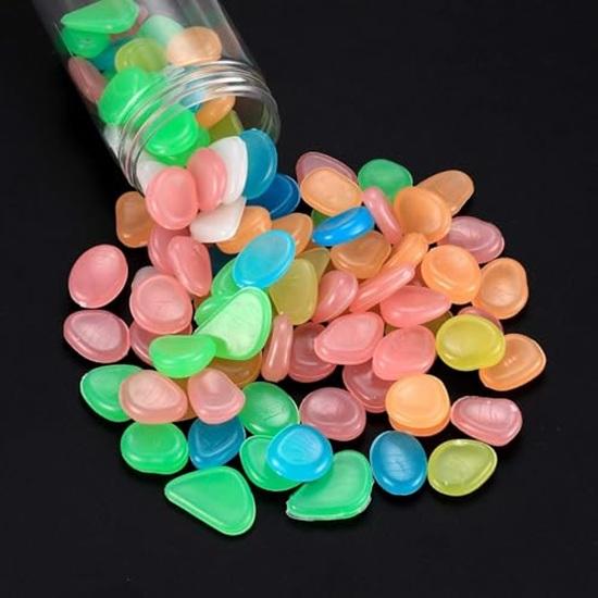 200 Pc's Radium Glossy Stone Aquarium and Vase Fillers Pebbles for Garden Home In Dark Glowing Stepping The Night Rocks Set Decoration