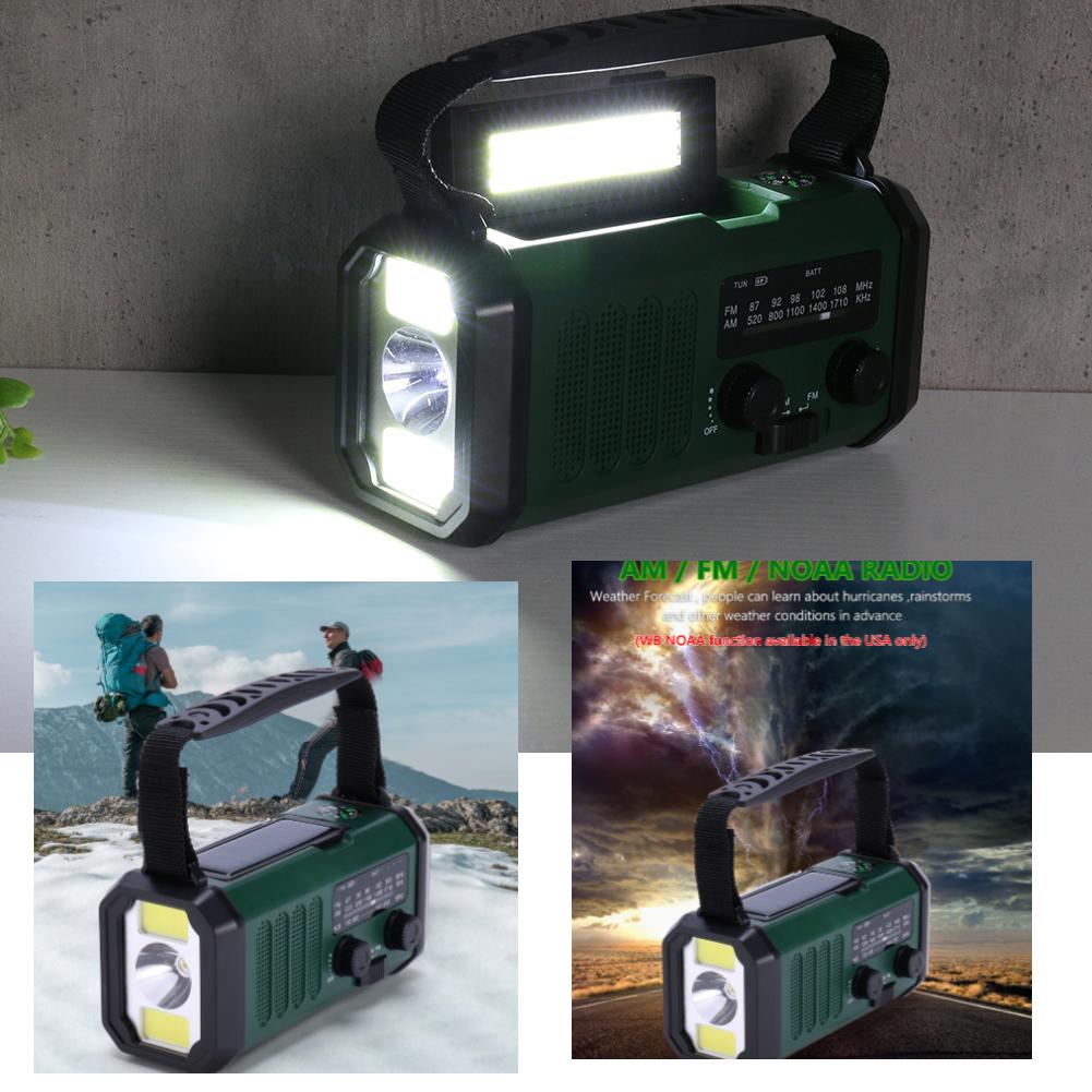 Portable  Solar Hand Crank Radio AM/FM/NOAA Weather Radio with Cell Phone Charger LED Flashlight 10000mAh Emergency Radio