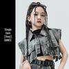 Mädchen Jazz Dance Hip Hop Denim Performance Outfit - Trendiges Kinder Laufsteg Set