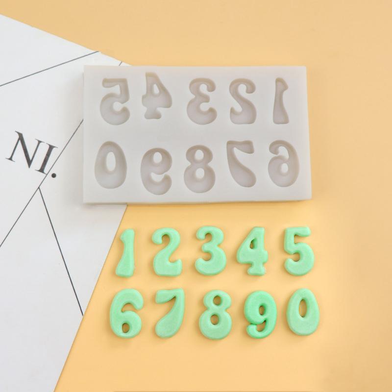 Silicone 0-9 Number Candle Mold Embossed Fondant Chocolate Molds Birthday Cake Decorating Tool Baking Supplies Moldes Para Velas