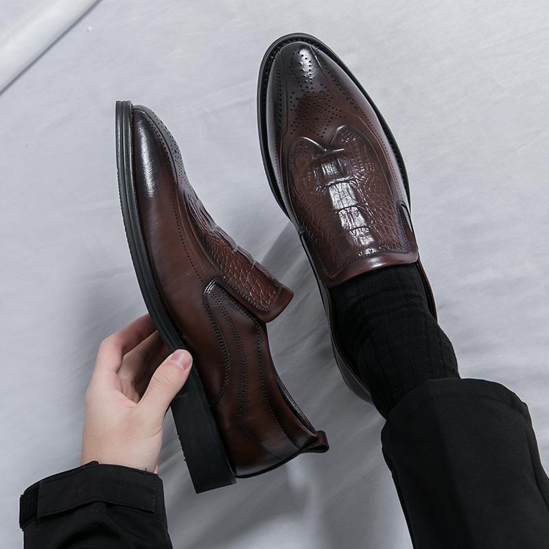 Men Loafers Dress Business Office Formal Shoes Black Brown Retro Leather Shoes Plus Size