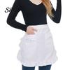 Vintage Kitchen Apron Half with Butterfly Bow & Pockets Lace Hem Waist for Lightweight Coffee Shop Bistro Adjustable Ties Cafe Server Waitress
