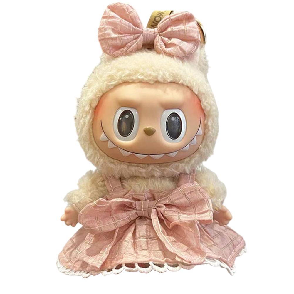 

Cartoon Clothes Set for Labubu 17cm Plush Doll Outfit Accessories Kawaii Doll Clothes Heartbeat Macaron Party Doll Clothing Gift