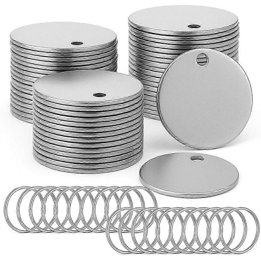 100pcs Metal Blank Dog Tags for Stamping Stainless Steel Key Tags for Engraving,Metal Stamping Blanks with Hole 1.2Inch