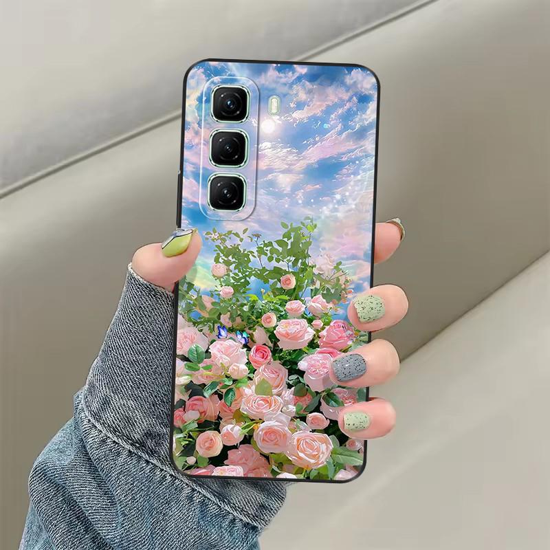 For Infinix Hot 50 5G Phone Case Heart Flower Soft Liquid Silicon Cover For Infinix Hot 50 Pro Plus Cases hot50 Protection Shell