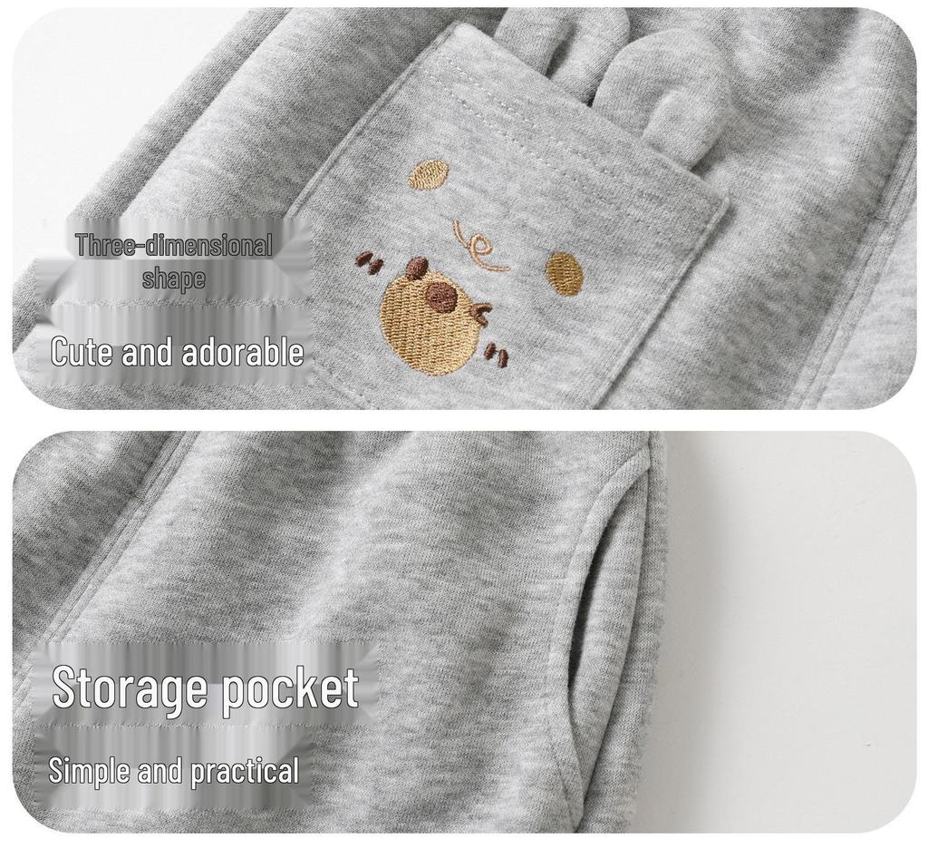 Kaka Panda Kids' Trendy Spring Pants - Unisex Casual Long Pants for Toddlers & Children